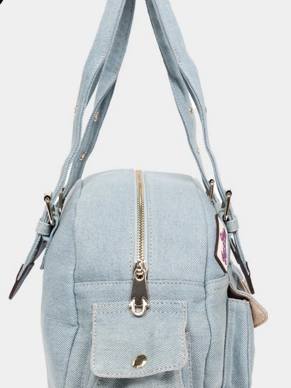 TRUE RELIGION Multi-Patch Denim Satchel Bag MWT